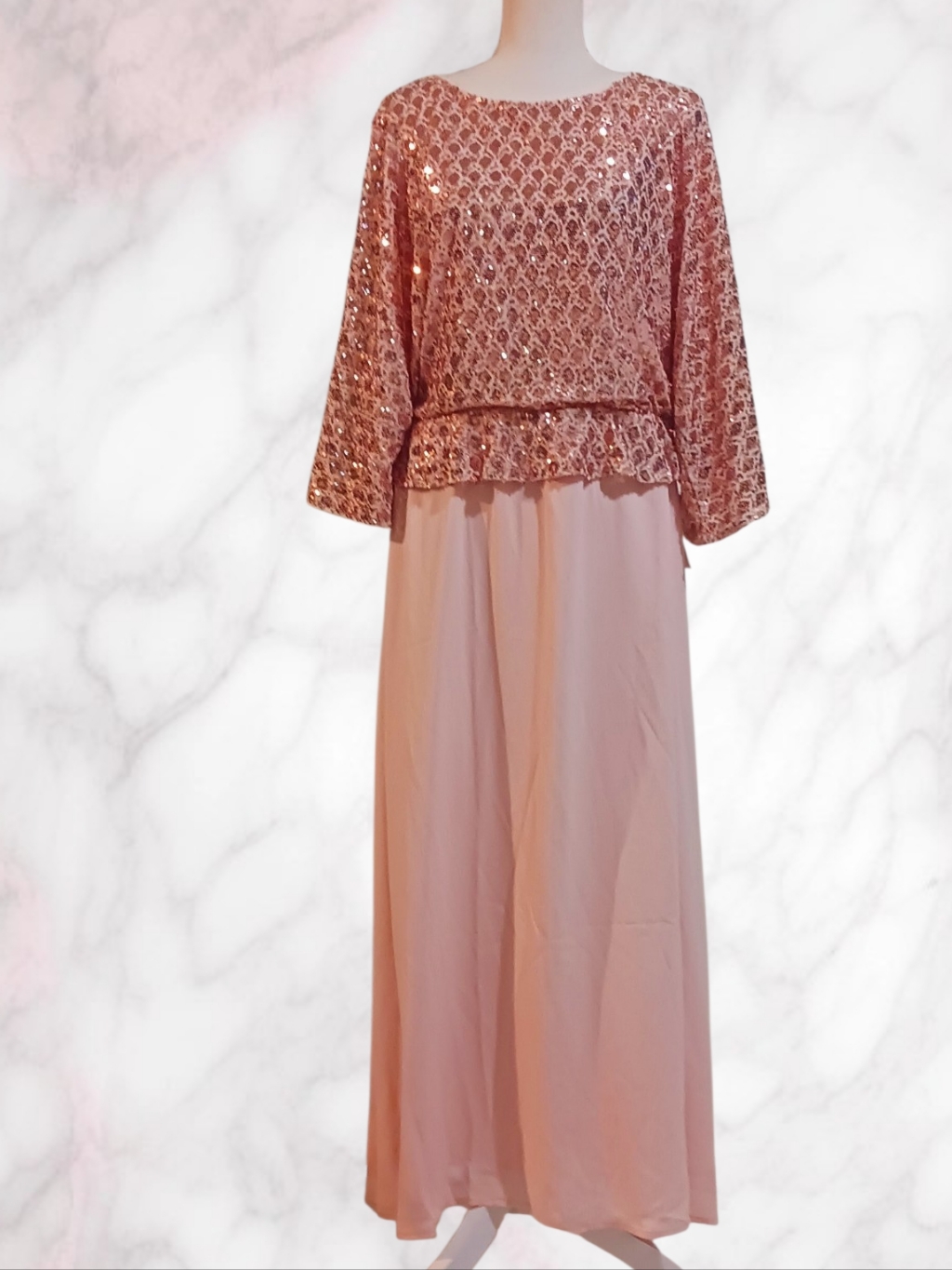 Grace Karin Mother Of The Bride Wedding Dress Pink Sequin Bodice Maxi 2xl Nwt